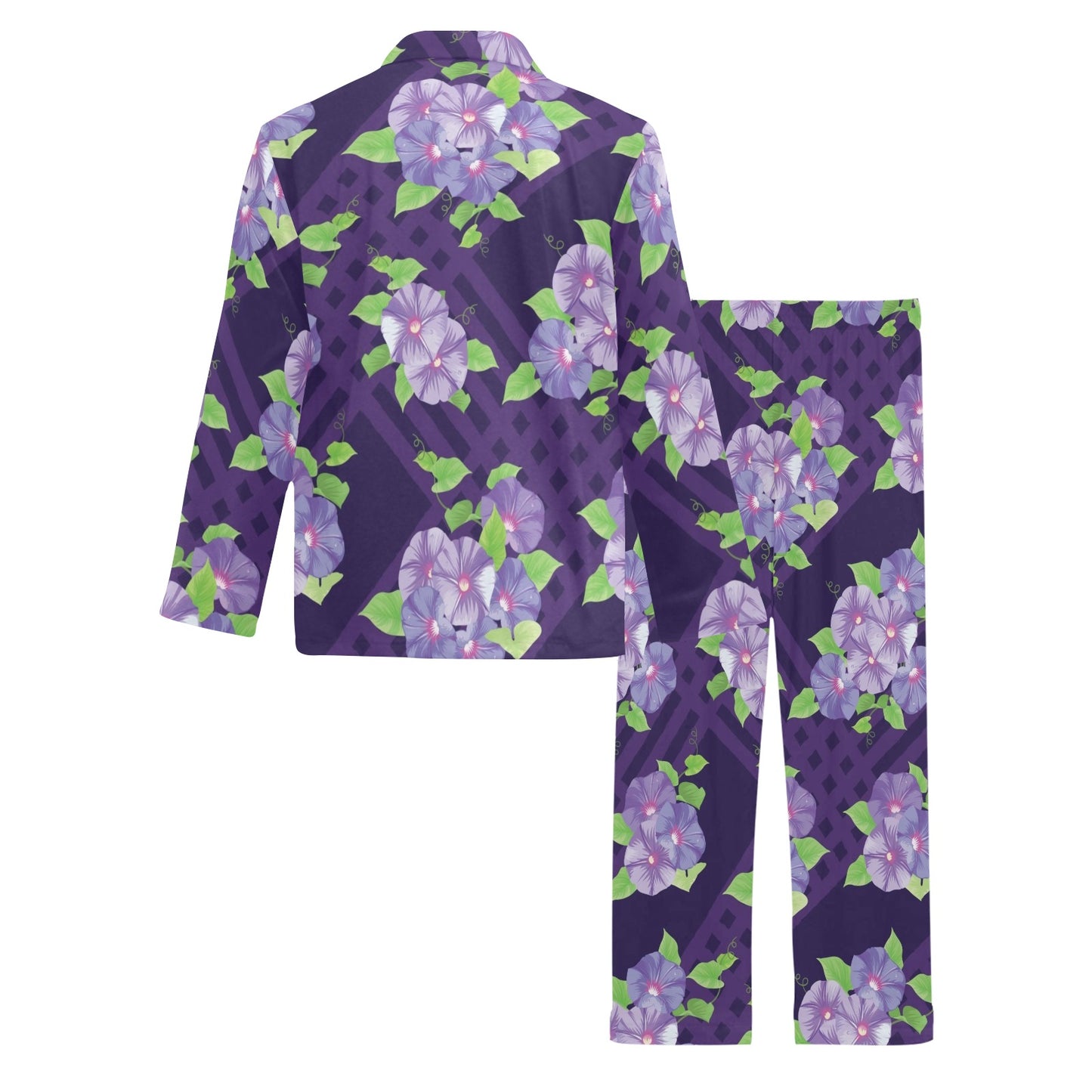 Morning Glory Pattern Print Design MG03 Men's Long Pajama Set