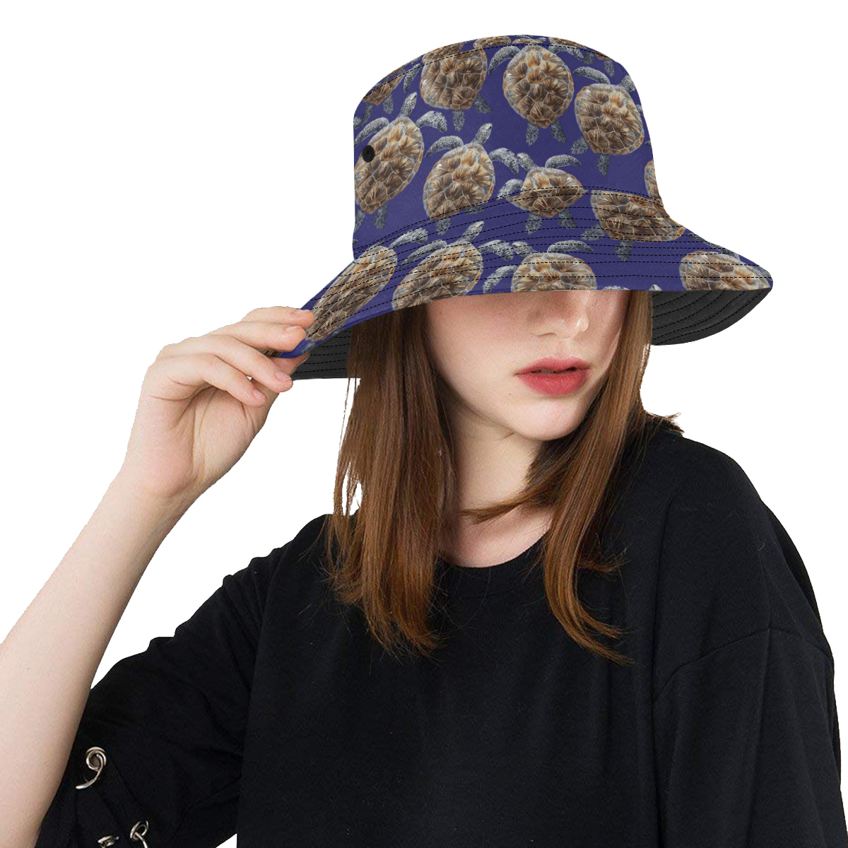 Sea Turtle Pattern Print Design T05 Unisex Bucket Hat