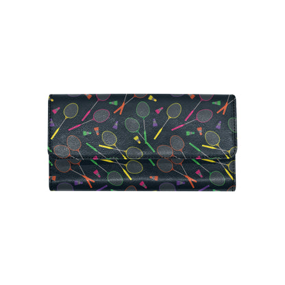 Badminton Pattern Print Design 04 Women's Trifold Wallet
