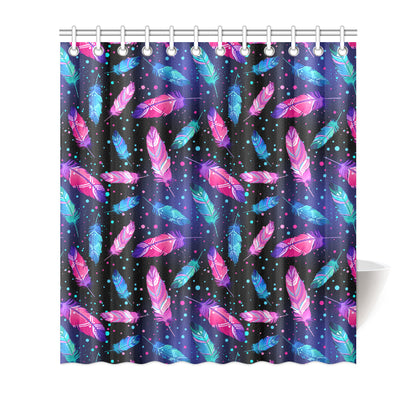 Feather Colorful Boho Design Print Shower Curtain