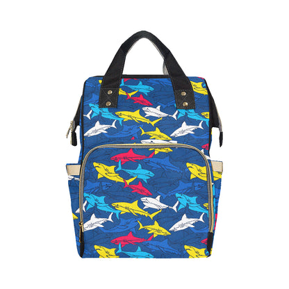 Shark Color Pattern Diaper Bag Backpack