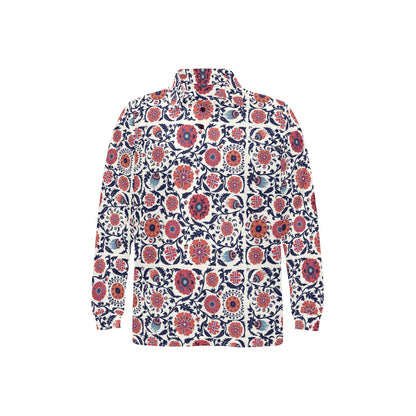 Suzani Print Design LKS304 Long Sleeve Polo Shirt For Men's