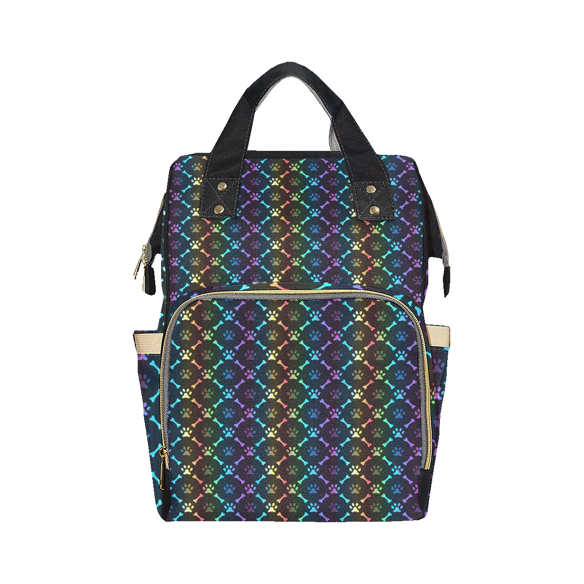Paw Rainbow Pattern Print Design A01 Diaper Bag Backpack