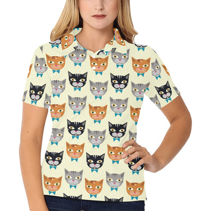 Cat Pattern Print Design 05 Women's Polo Shirt