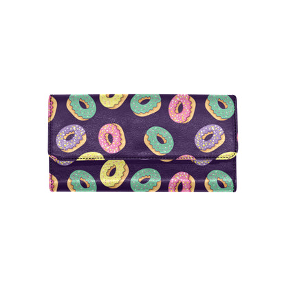 Donut Pattern Print Design DN08 Women's Trifold Wallet