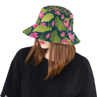 Water Lily Pattern Print Design WL09 Unisex Bucket Hat