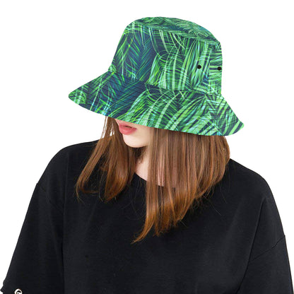 Palm Leaves Pattern Print Design PL02 Unisex Bucket Hat