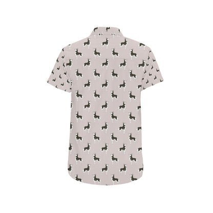 Siberian Huskies Print Design LKS301 Men Short Sleeve Button Up Shirt