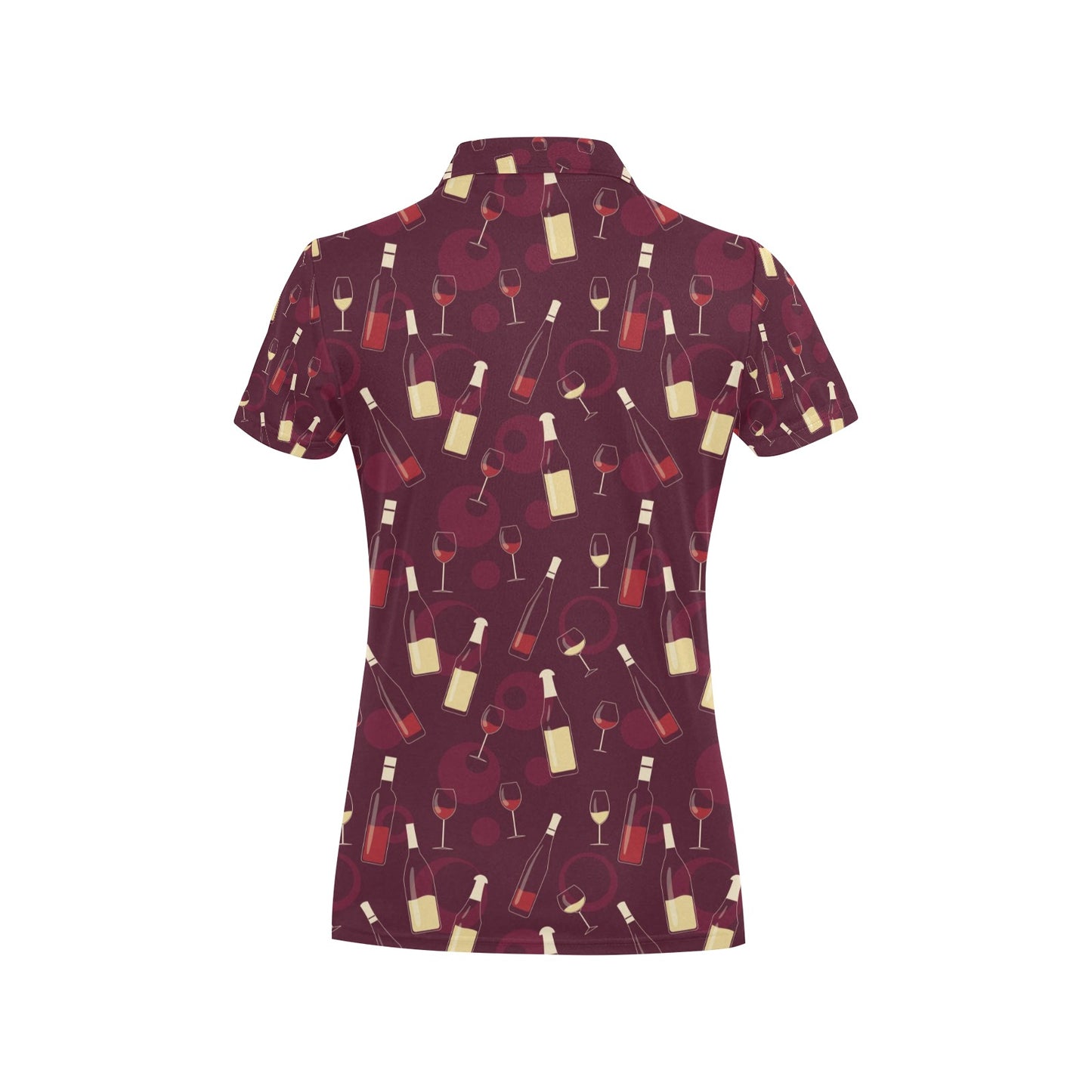 Wine Themed Pattern Print Women's Polo Shirt