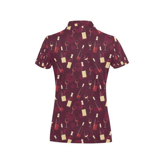 Wine Themed Pattern Print Women's Polo Shirt