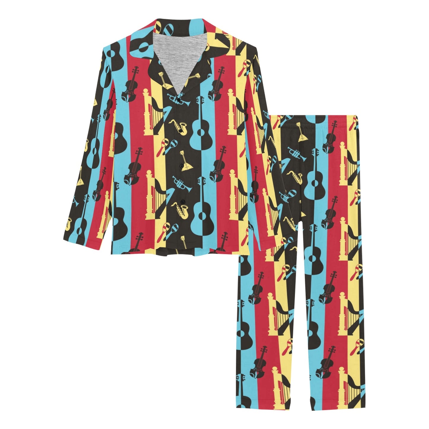 Jazz Pattern Print Design 02 Women's Long Pajama Set