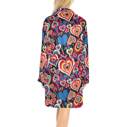 Heart Pattern Print Design HE08 Women's Fleece Robe