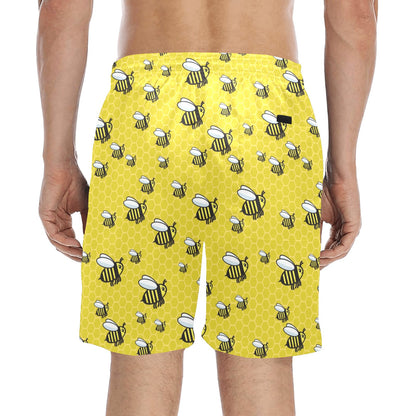 Bee Cute Print Design LKS308 Men's Swim Trunks Beach Shorts