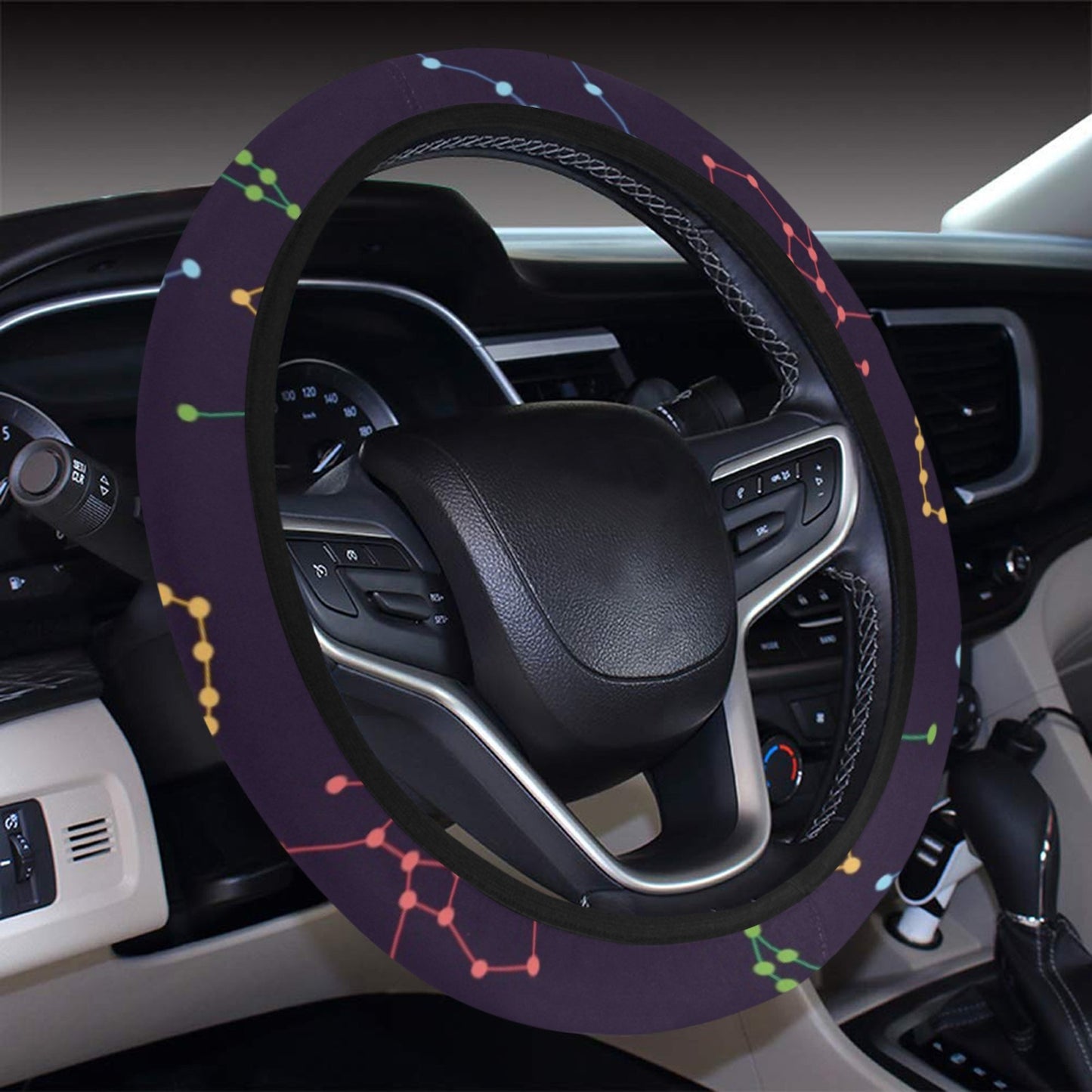 Zodiac Print Design LKS301 Steering Wheel Cover with Elastic Edge