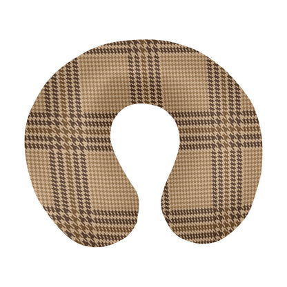 Houndstooth Brown Pattern Print Design 04 U-Shaped Travel Neck Pillow