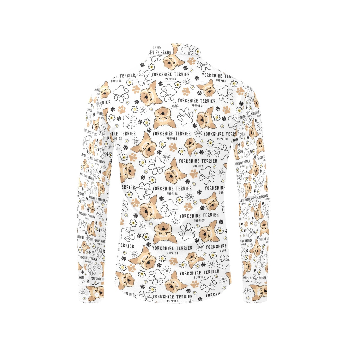 Yorkshire Terriers Print Design LKS308 Men's Long Sleeve Dress Shirt