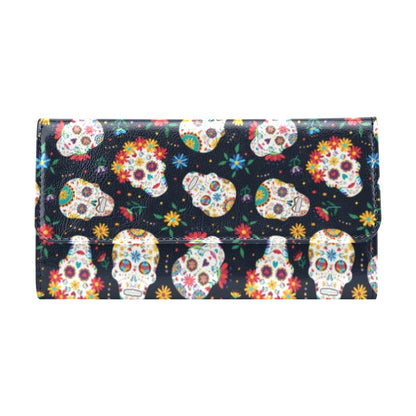 Sugar Skull Print Design LKS305 Women's Trifold Wallet