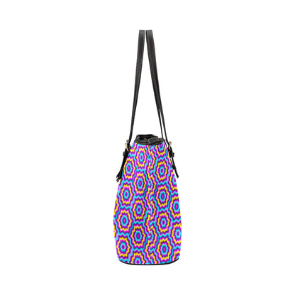 Optical illusion Techno Movement Leather Tote Bag