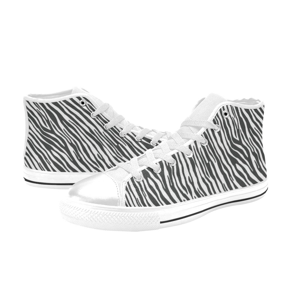 Zebra Classic Print Design LKS302 Men's High Top Canvas Shoes