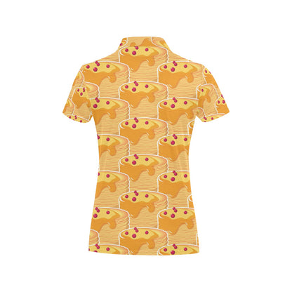 Pancake Pattern Print Design A04 Women's Polo Shirt