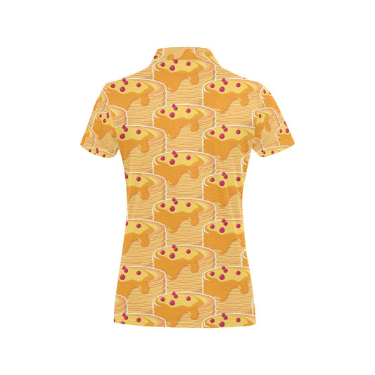 Pancake Pattern Print Design A04 Women's Polo Shirt
