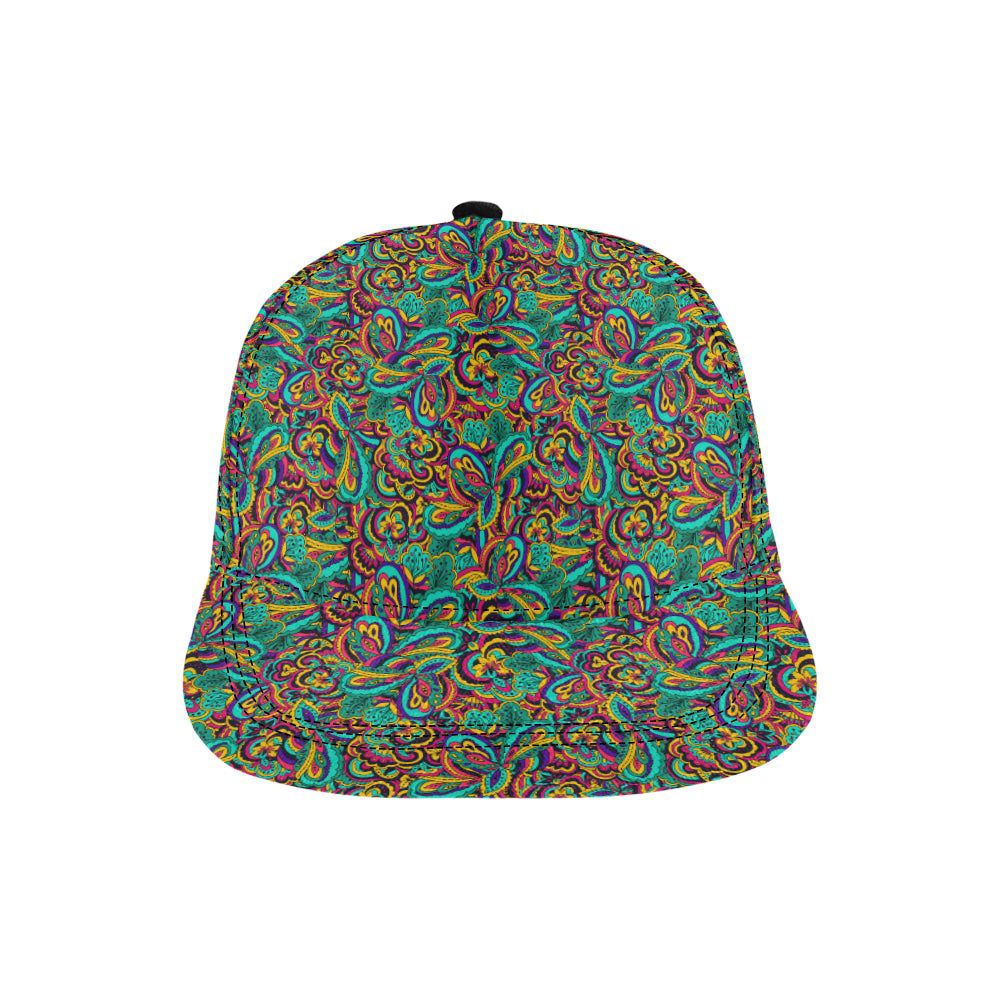 Psychedelic Trippy Floral Design Snapback Cap