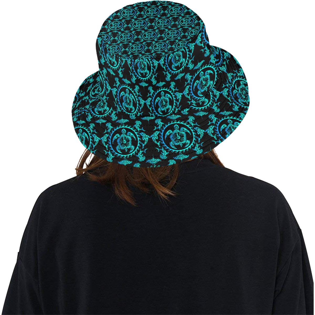turquoise Tribal Sea Turtle Hawaiian Unisex Bucket Hat
