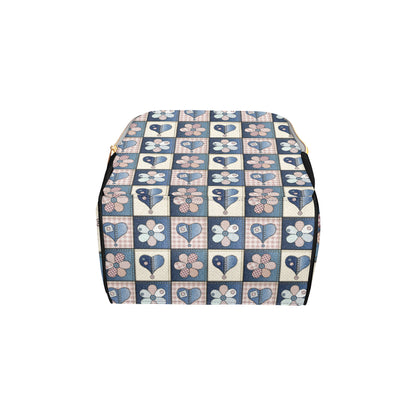 Patchwork Heart Flower Pattern Print Design 01 Diaper Bag Backpack