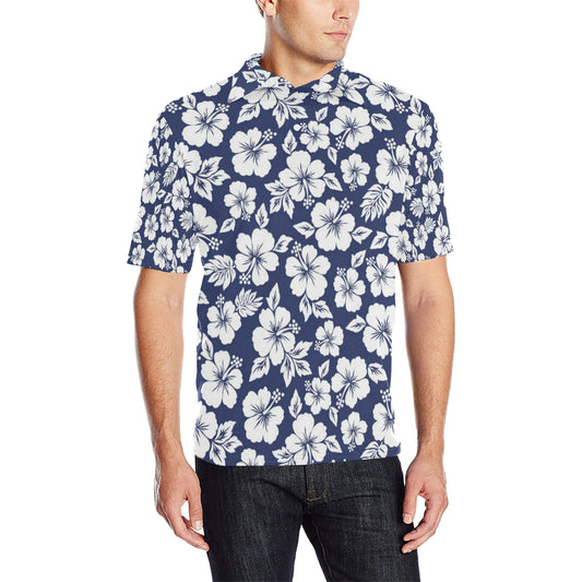 Hibiscus Pattern Print Design HB012 Men Polo Shirt