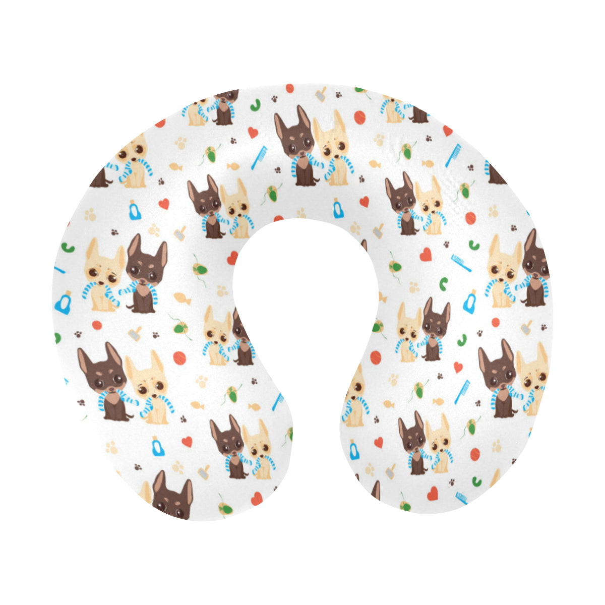 Chihuahua Pattern Print Design 06 U-Shaped Travel Neck Pillow