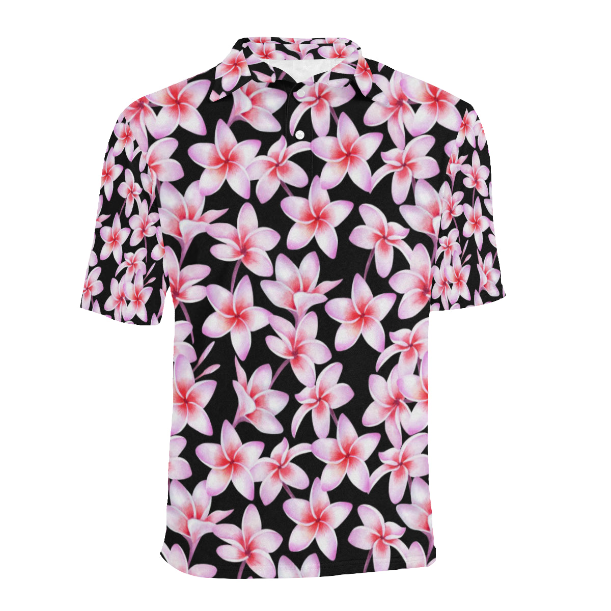 Pink Plumeria Pattern Print Design PM09 Men Polo Shirt