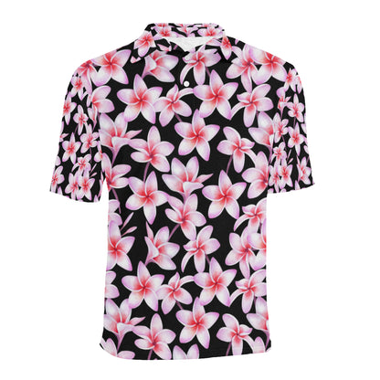 Pink Plumeria Pattern Print Design PM09 Men Polo Shirt