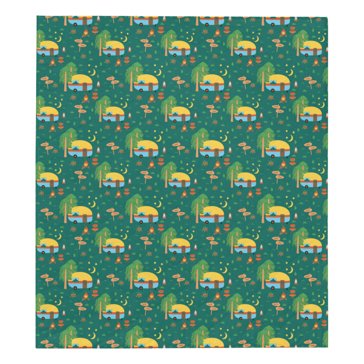 Camping Camper Pattern Print Design 06 Premium Quilt