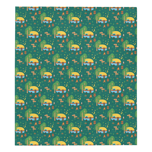 Camping Camper Pattern Print Design 06 Premium Quilt