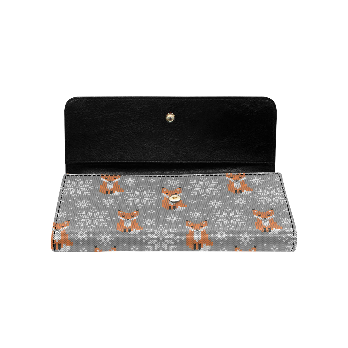Knit Red Fox Pattern Print Design 02 Women's Trifold Wallet