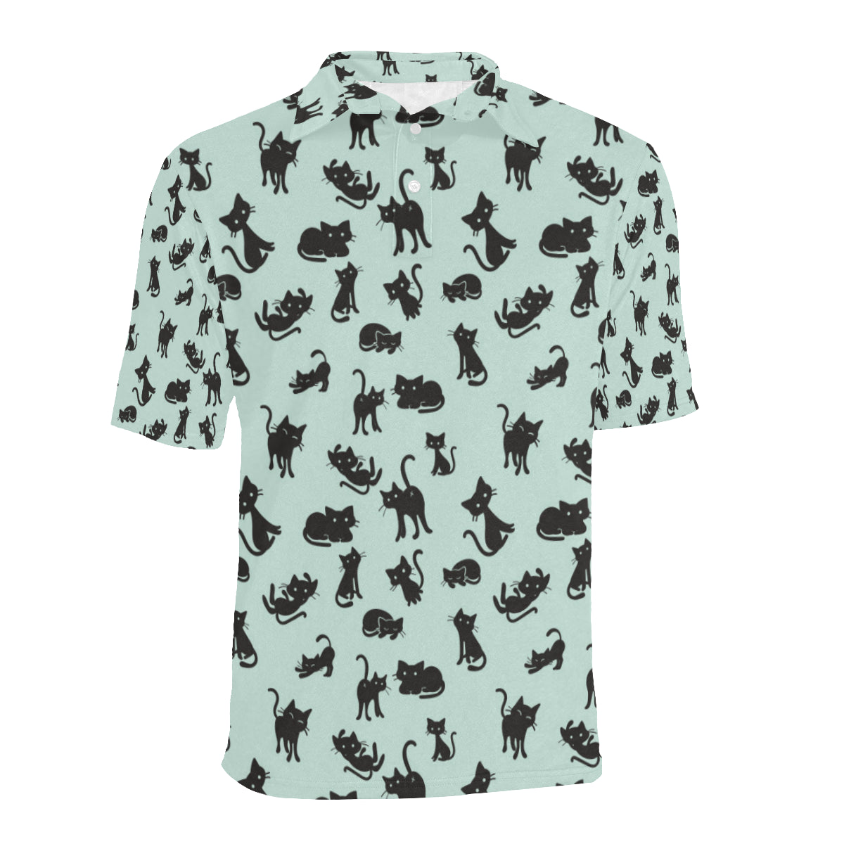 Black Cat Pattern Print Design 04 Men Polo Shirt