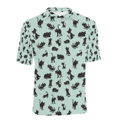 Black Cat Pattern Print Design 04 Men Polo Shirt