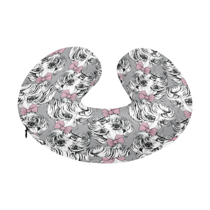 Maltese Pattern Print Design 01 U-Shaped Travel Neck Pillow
