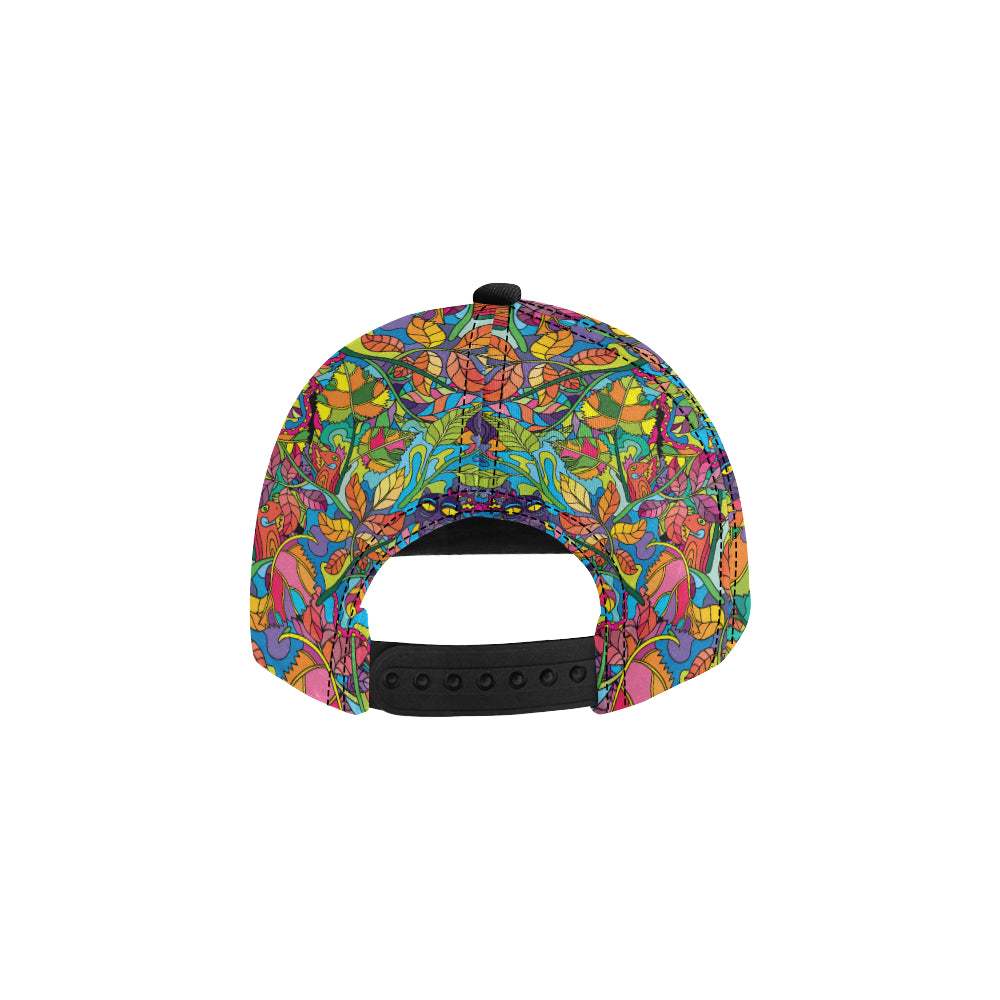 Psychedelic Trippy Flower Print Snapback Cap