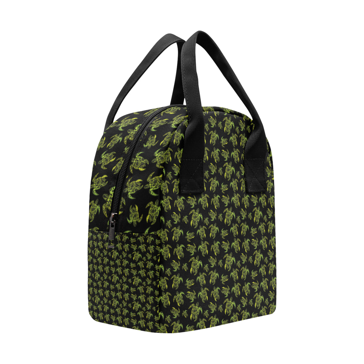 Green Tribal Turtle Polynesian Themed Insulated Lunch Bag