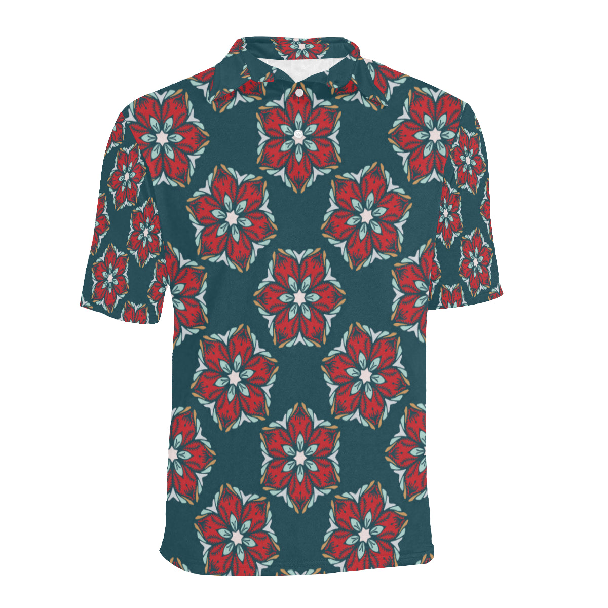 Poinsettia Pattern Print Design A03 Men Polo Shirt