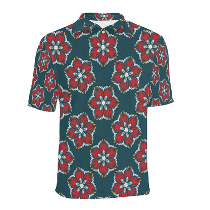 Poinsettia Pattern Print Design A03 Men Polo Shirt