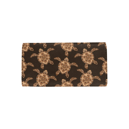 Tribal Sea Turtle Pattern Print Design T09 Women's Trifold Wallet