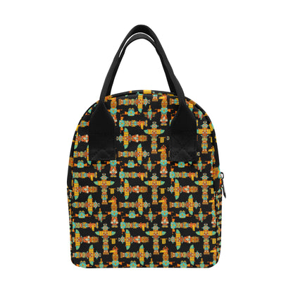 Totem Pole Cartoon Print Insulated Lunch Bag