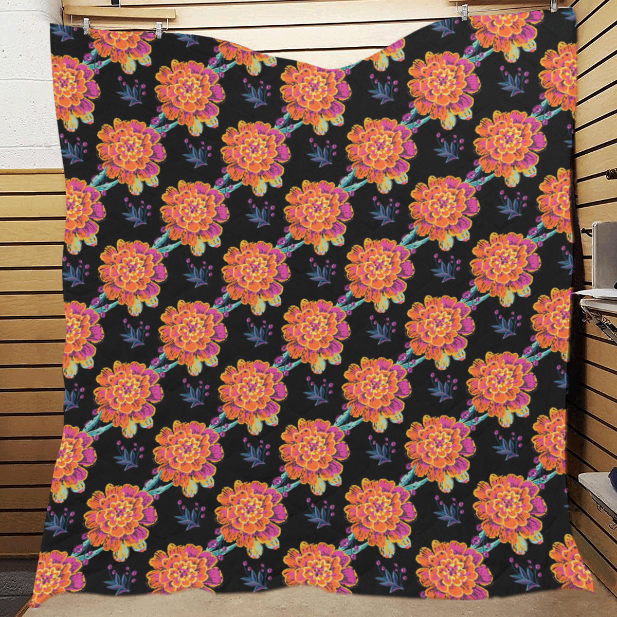 Marigold Pattern Print Design MR04 Premium Quilt