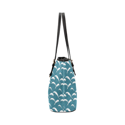 Surf Wave Tribal Design Leather Tote Bag