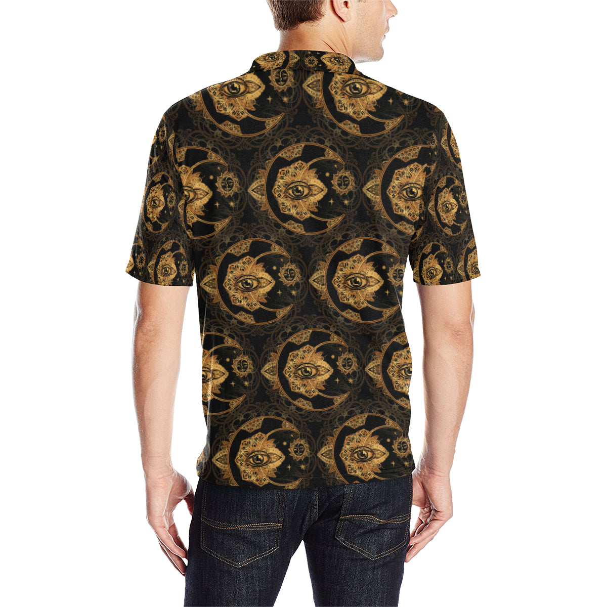 Sun Moon mandala Third eye Men Polo Shirt