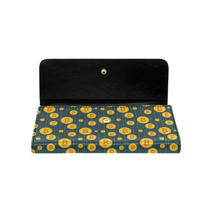 Bitcoin Pattern Print Design 01 Women's Trifold Wallet