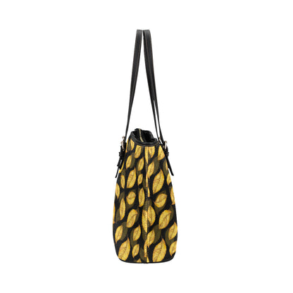 Elm Leave Summer Print Pattern Leather Tote Bag