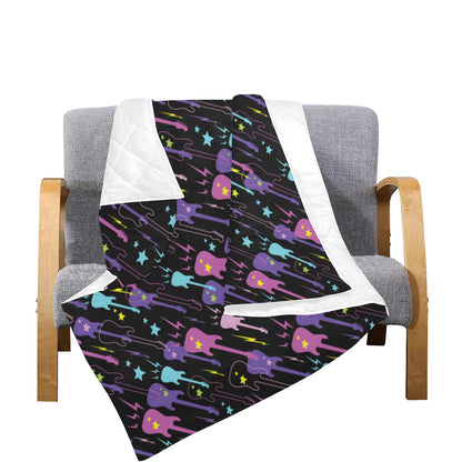 Electric Guitar Pattern Print Design 02 Premium Quilt
